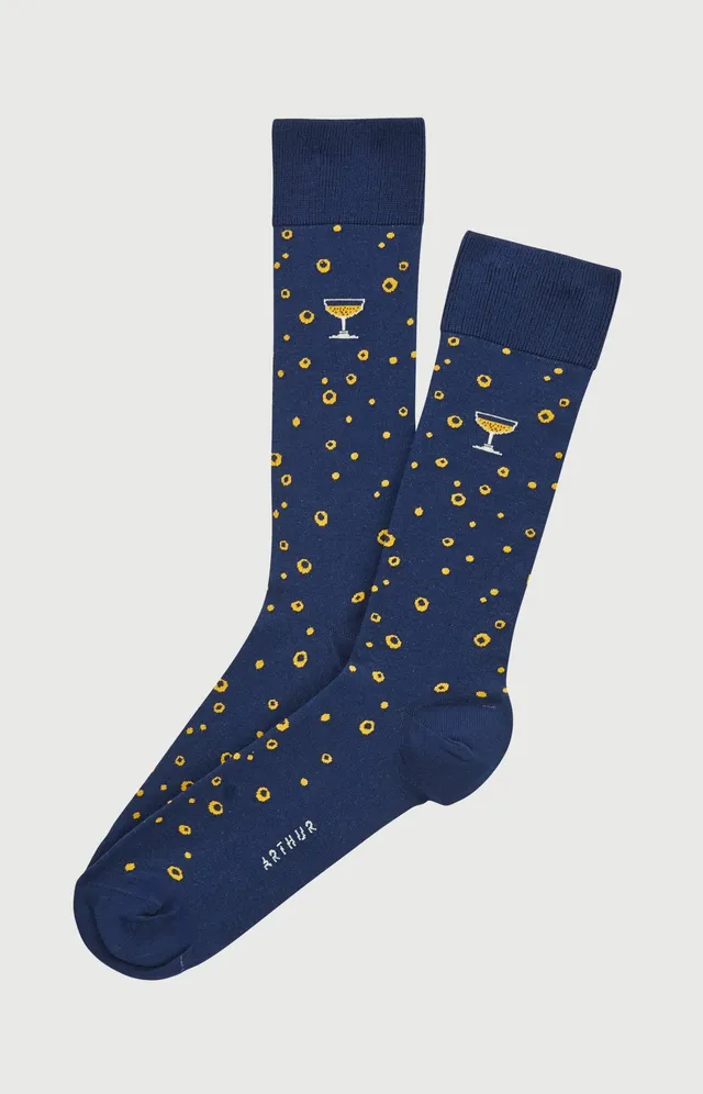 arthur-bob-chaussettes-coton-bulles-marine-40-46-fantaisie image 1