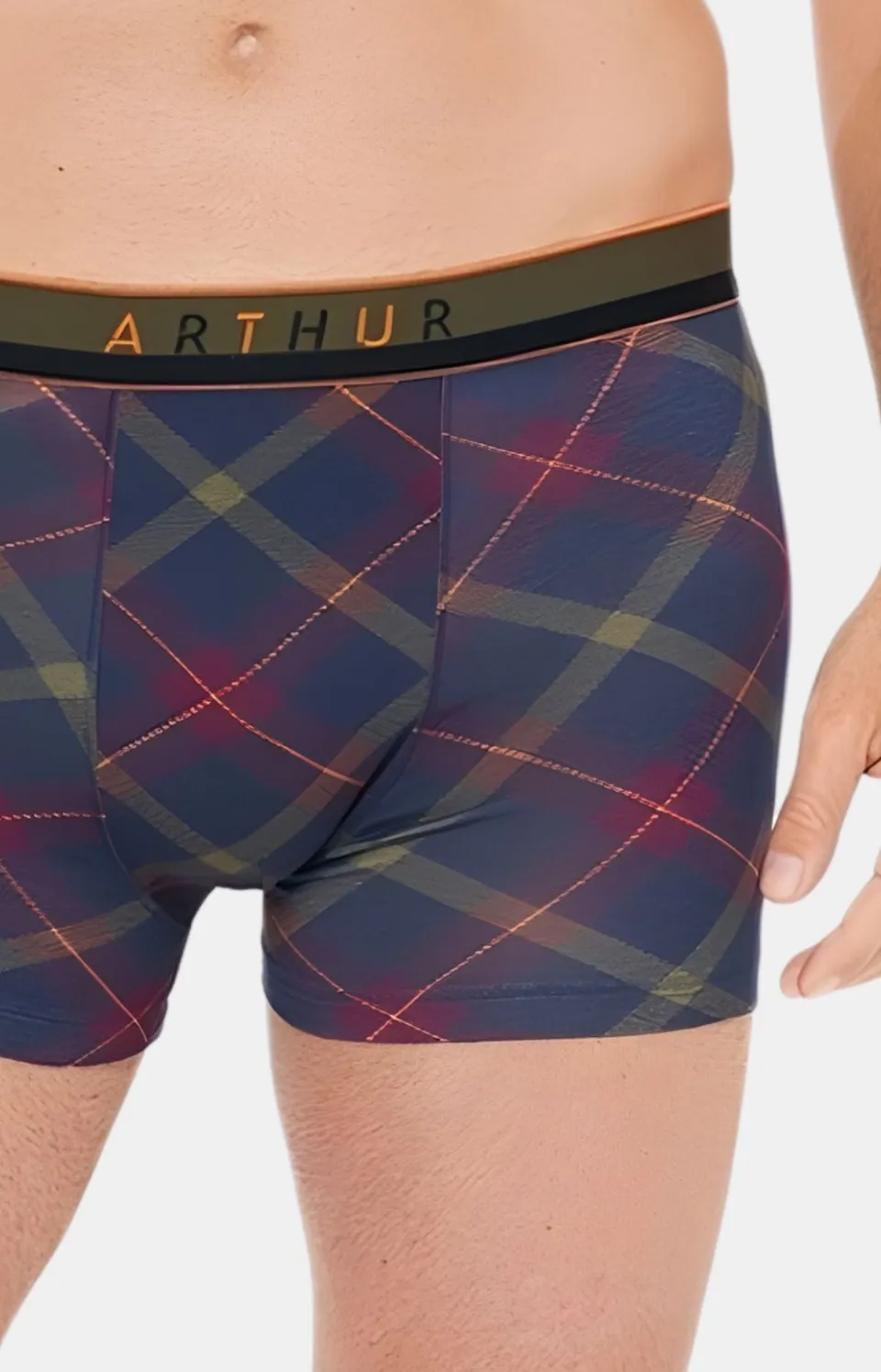 arthur-bob-tartan-folie-boxer-coton-bio-marine image 1