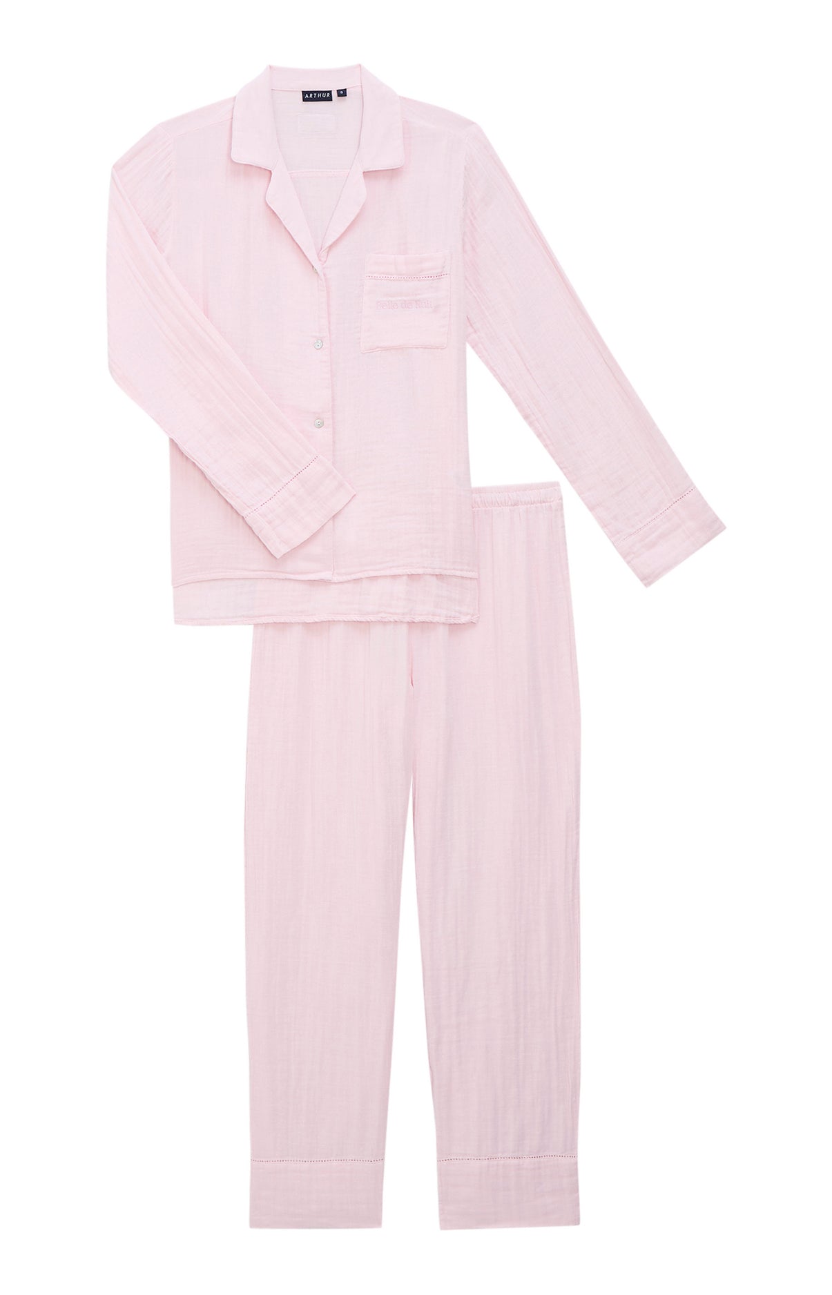arthur-bob-blush-pyjama-gaze-de-coton-rose-manches-longues image 3