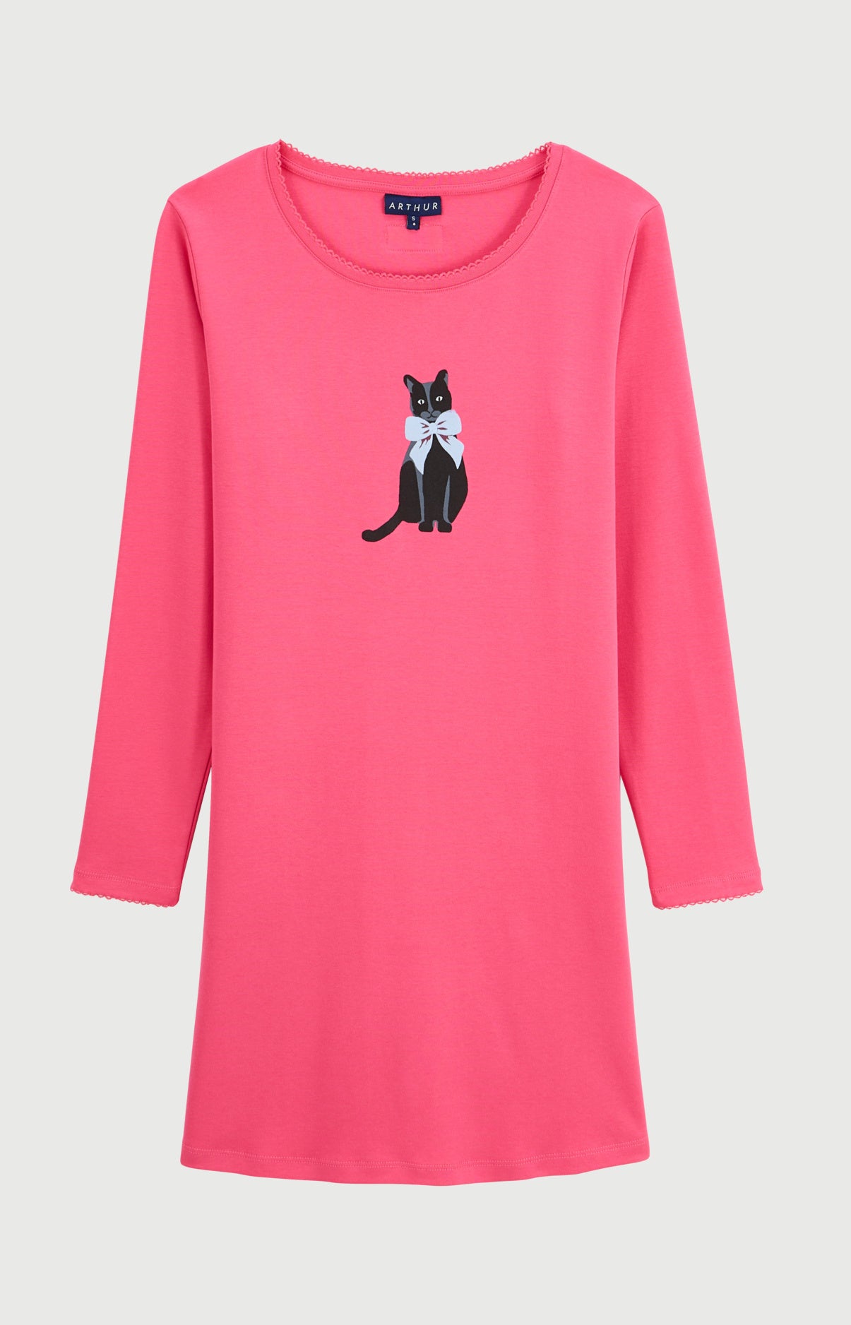 arthur-bob-kitty-chemise-de-nuit-femme-fushia-coton-bio image 3