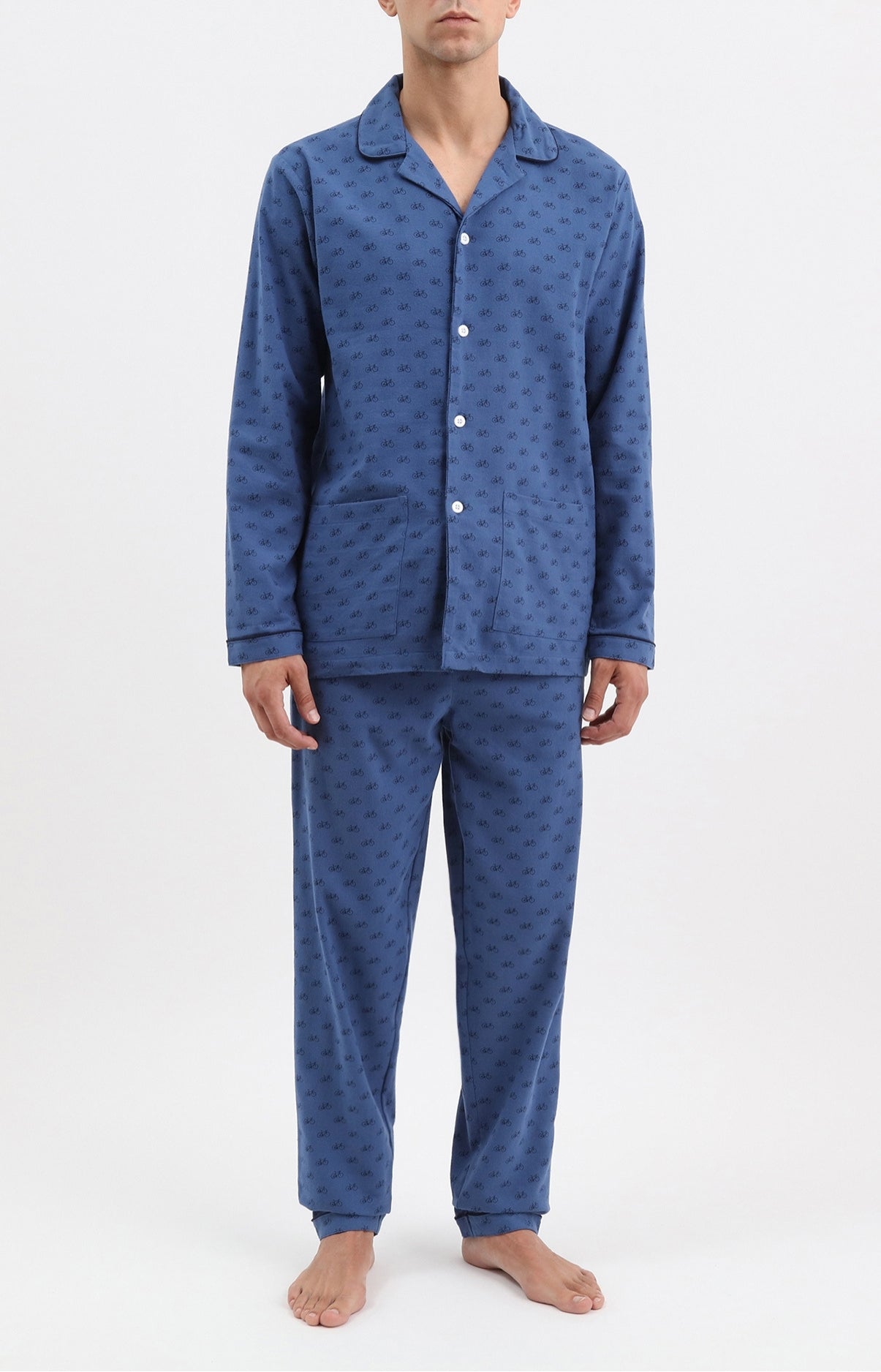 arthur-bob-v-lo-pyjama-boutonn-homme-bleu-jersey-coton image 1