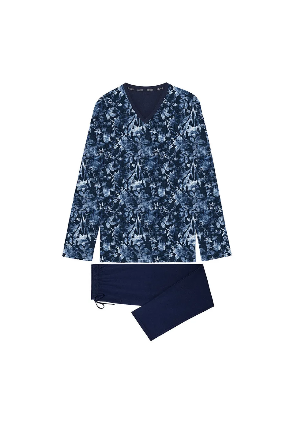 hom-compi-gne-pyjama-long-homme-bleu-coton image 1