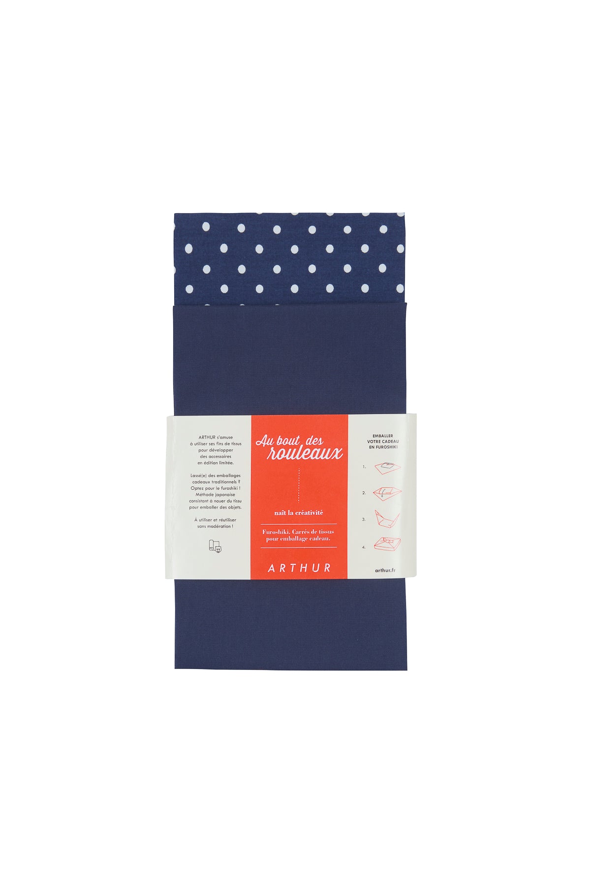 arthur-furoshiki-emballage-cadeau-coton-bleu-pois-lot-2 image 2