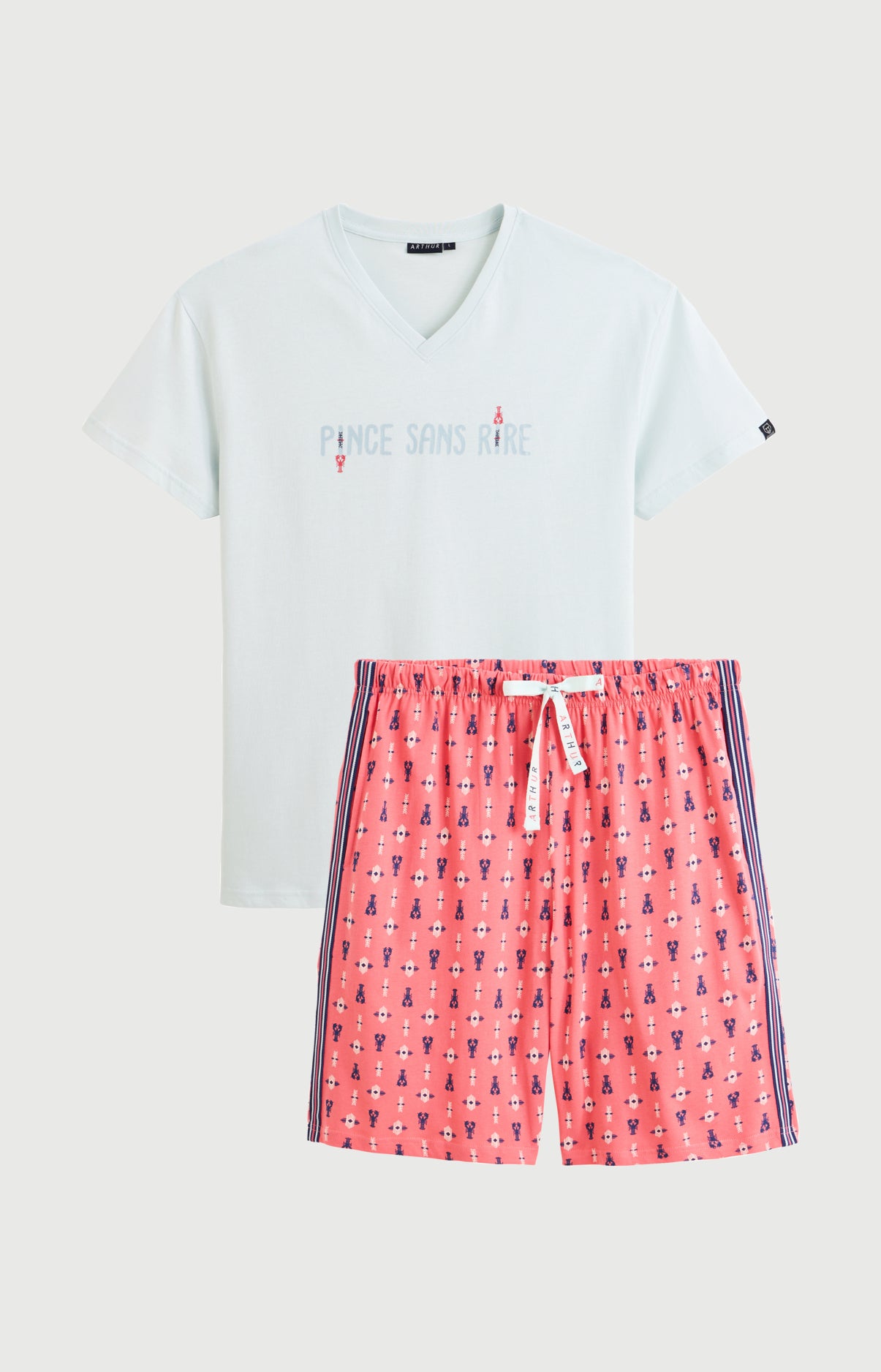 arthur-bob-pyjashort-coton-bio-corail-pince-sans-rire image 3