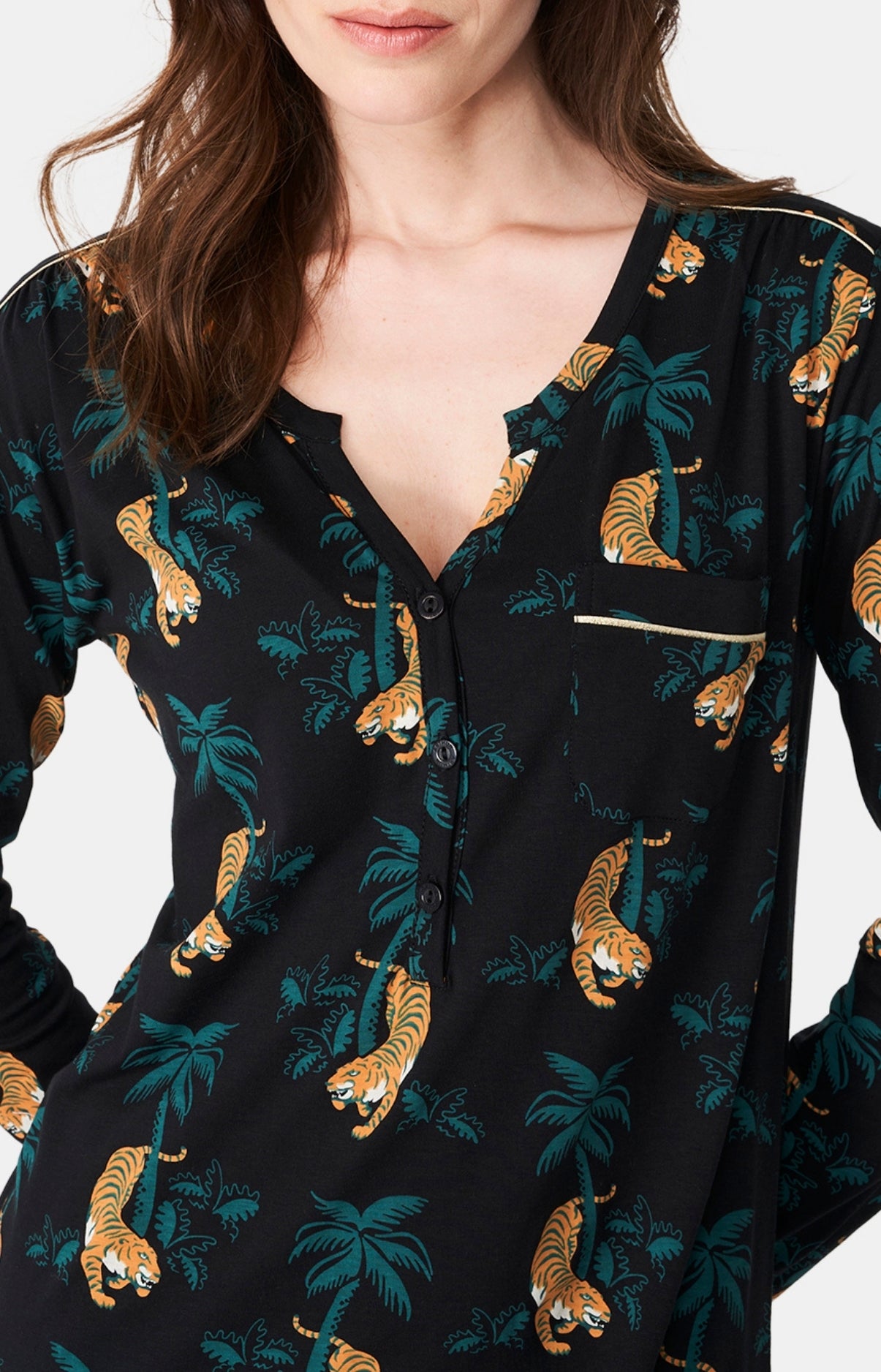 arthur-bob-liquette-tigre-chemise-de-nuit-noir-coton image 2