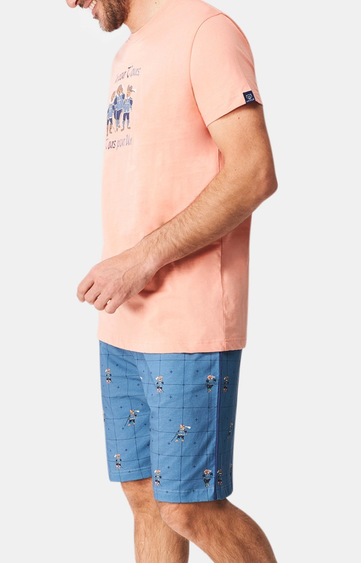 arthur-bob-teddy-pyjashort-homme-bleu-coton-bio image 4