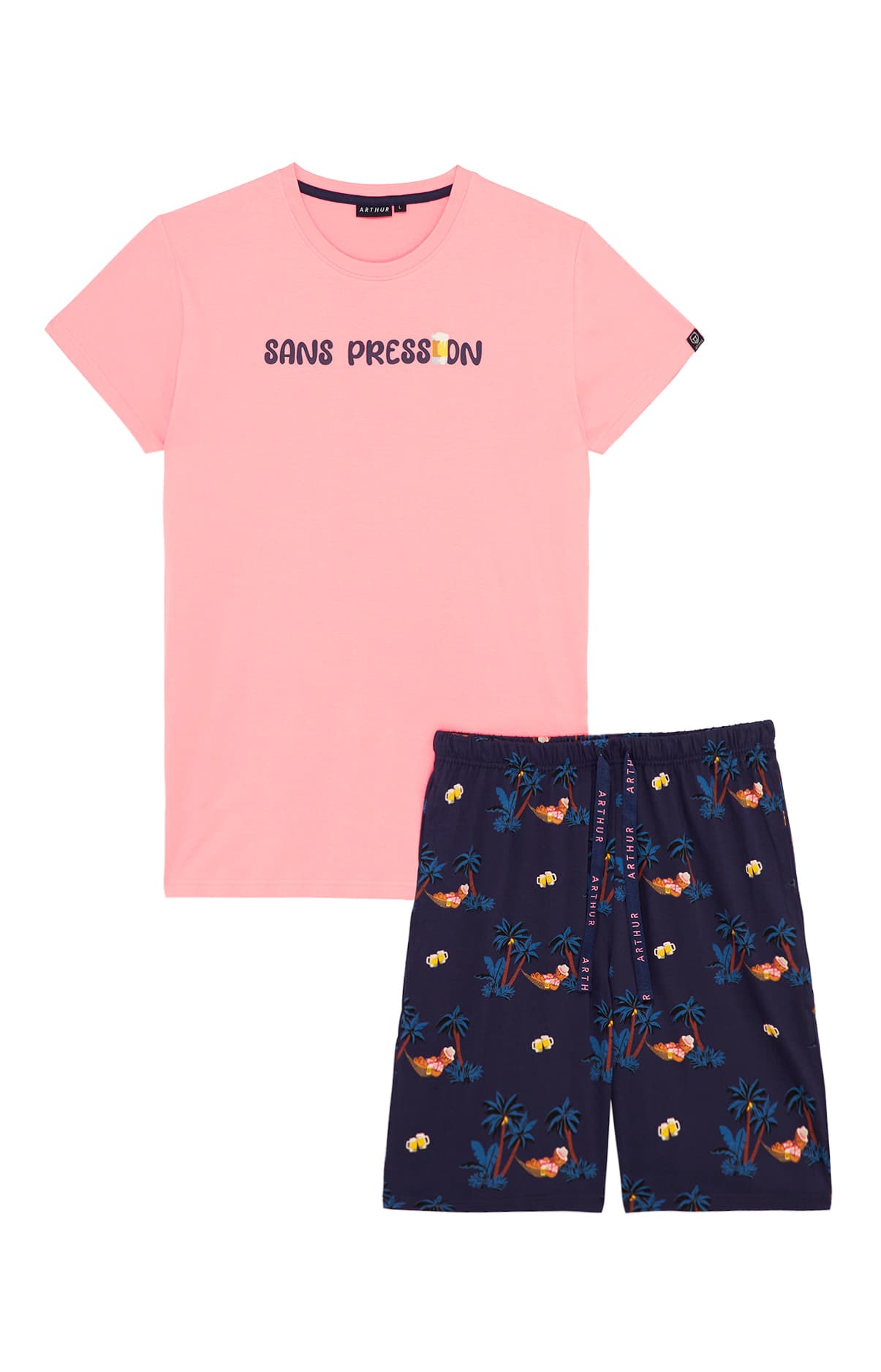 arthur-bob-sans-pression-pyjashort-homme-marine-coton-bio image 3