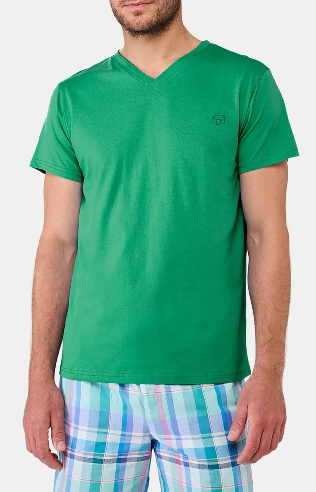 arthur-bob-tee-shirt-green-col-v-coton-bio image 1