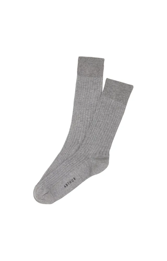 arthur-bob-gris-chaussettes-homme-fil-cosse image 1