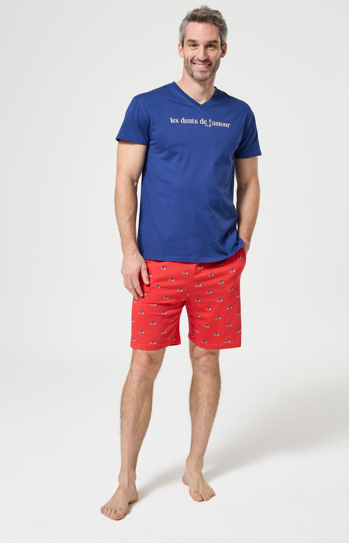 arthur-bob-pyjashort-dents-de-l-amour-rouge-coton-bio image 1