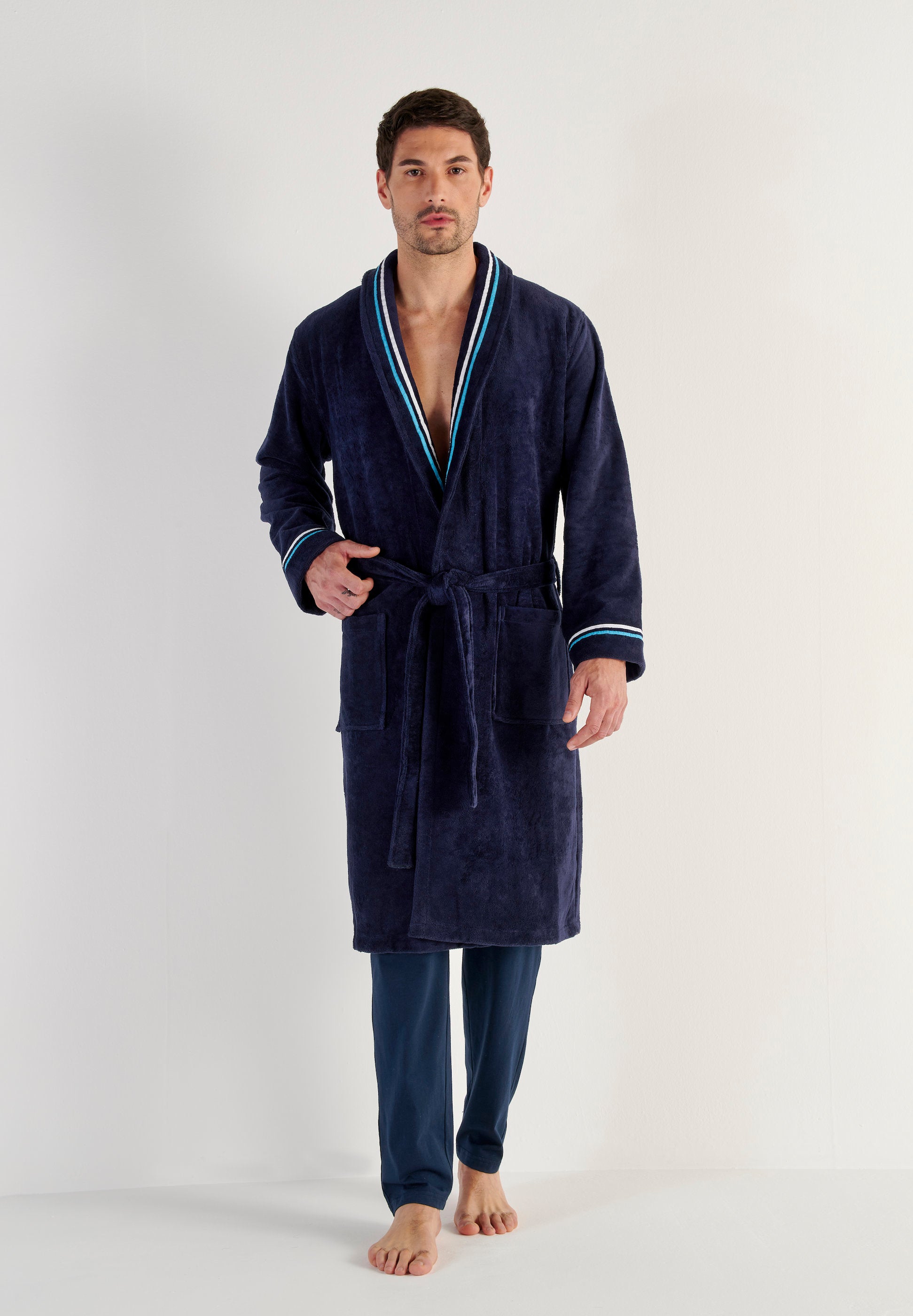 hom-transat-402443-4000ra-peignoir-bleu-marine-coton image 3