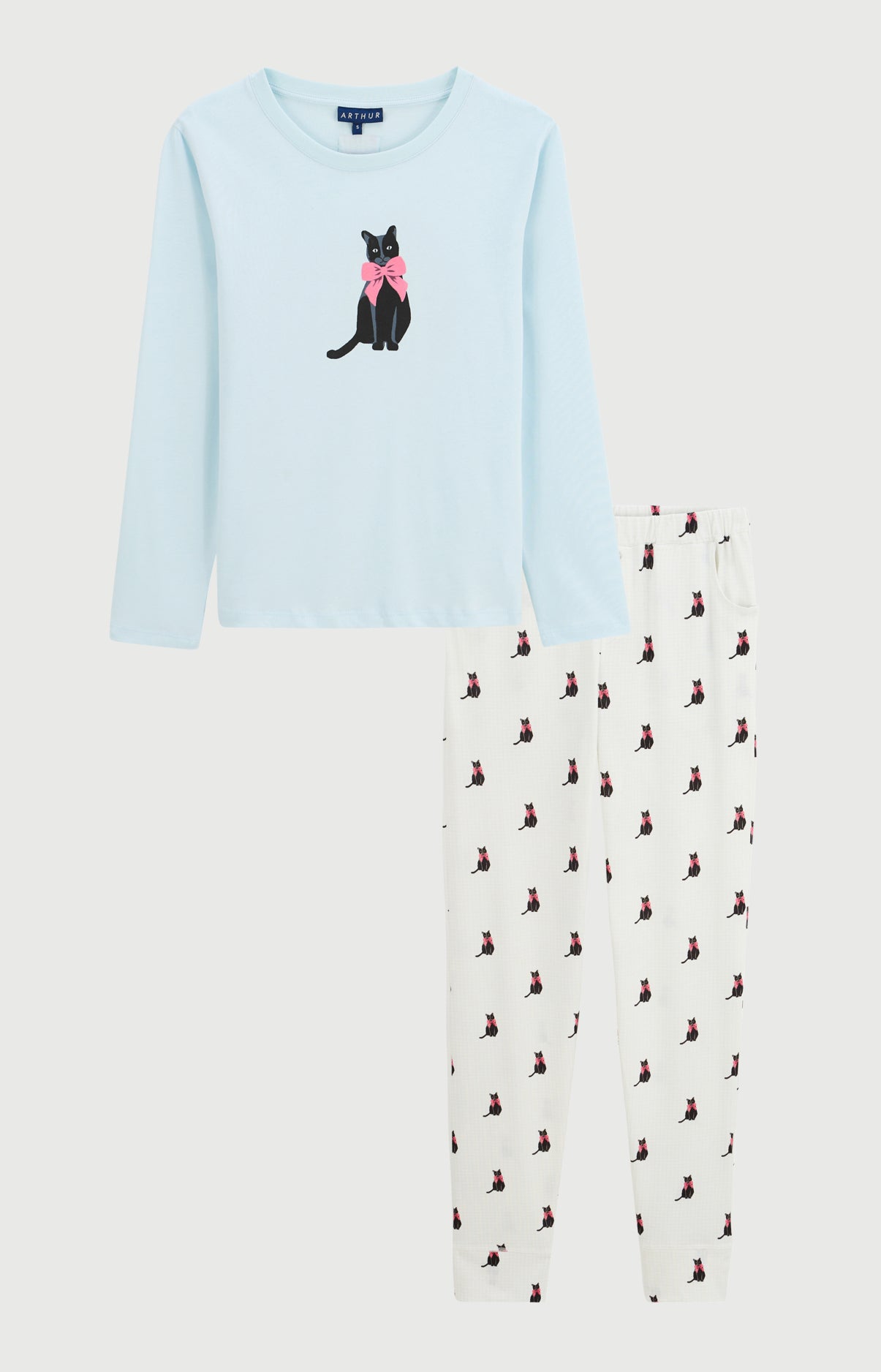 arthur-bob-kitty-pyjama-ivoire-femme-coton-bio-chat image 3