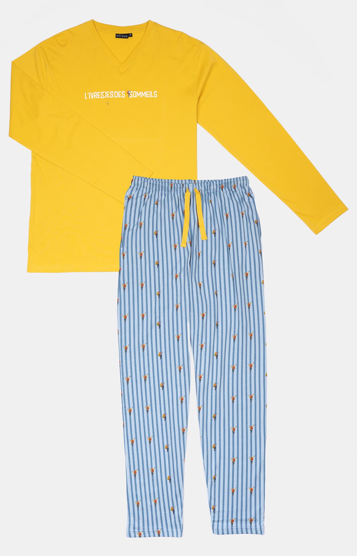 arthur-bob-ivresse-pyjama-homme-coton-bleu-manches-longues image 3