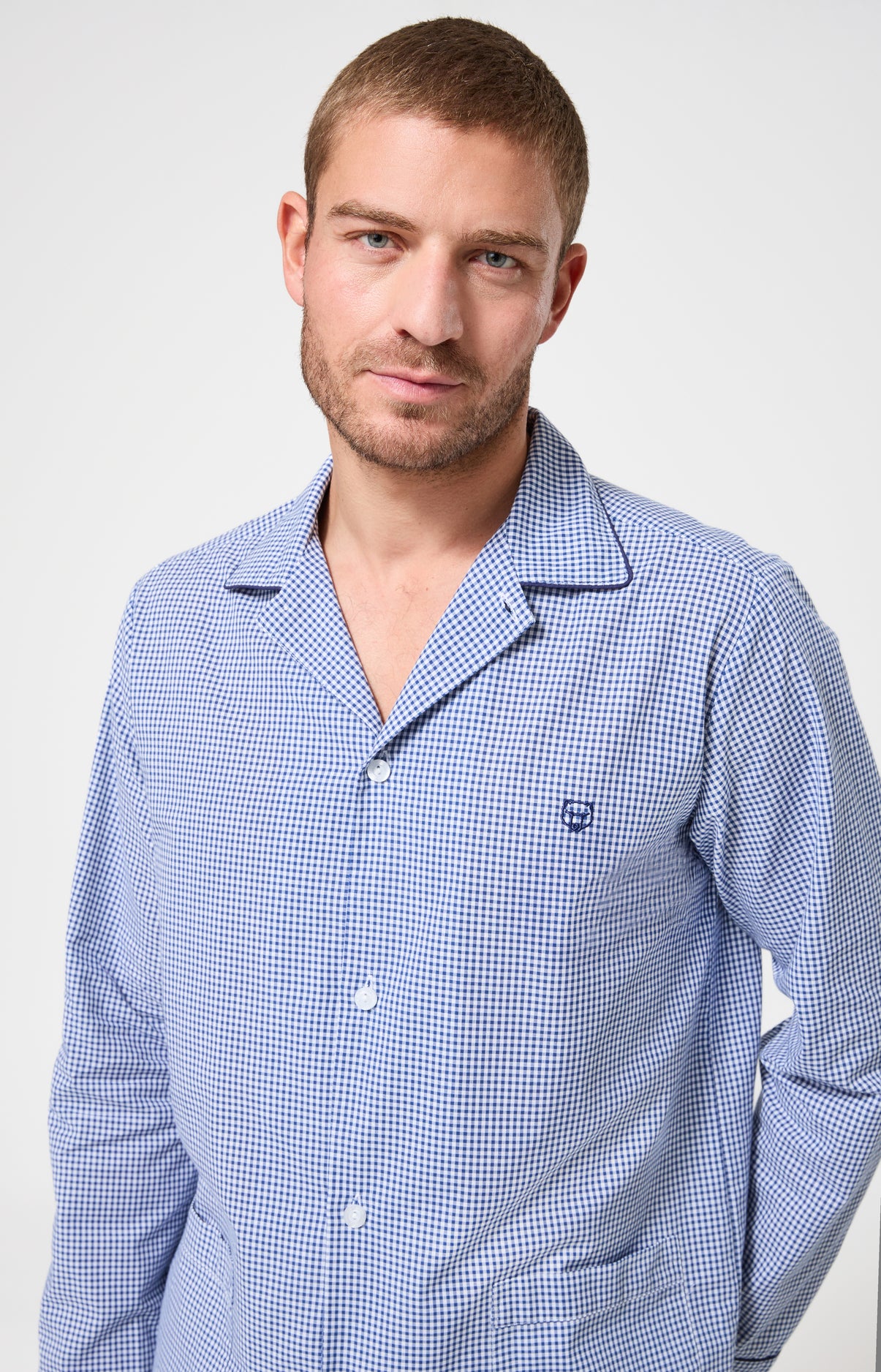arthur-bob-vichy-pyjama-boutonn-marine-coton image 4