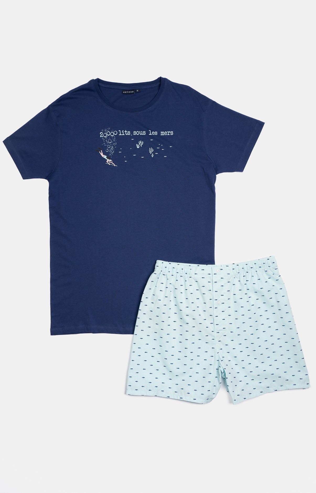 arthur-bob-requin-pyjama-homme-lagon-l-coton-court image 3