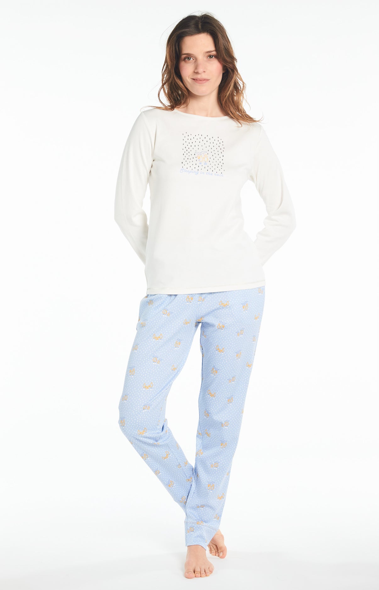 arthur-bob-rain-pyjama-long-femme-coton-bio-ciel image 1