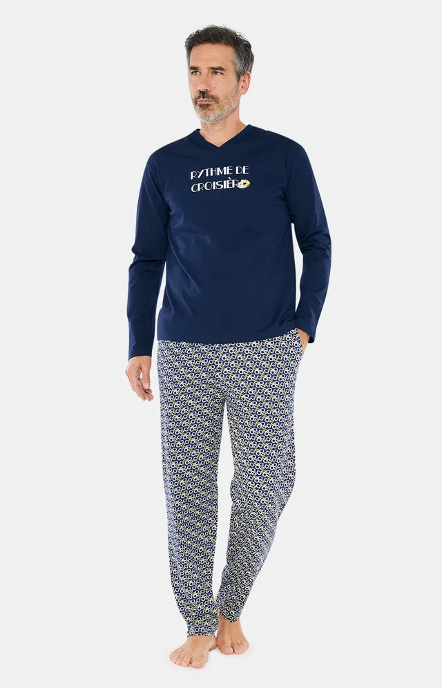 arthur-bob-pyjama-rythme-de-croisi-re-marine-coton image 1