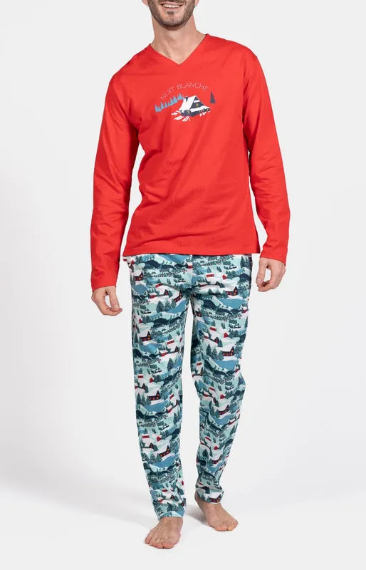 arthur-bob-nuit-blanche-pyjama-homme-bleu-coton image 1