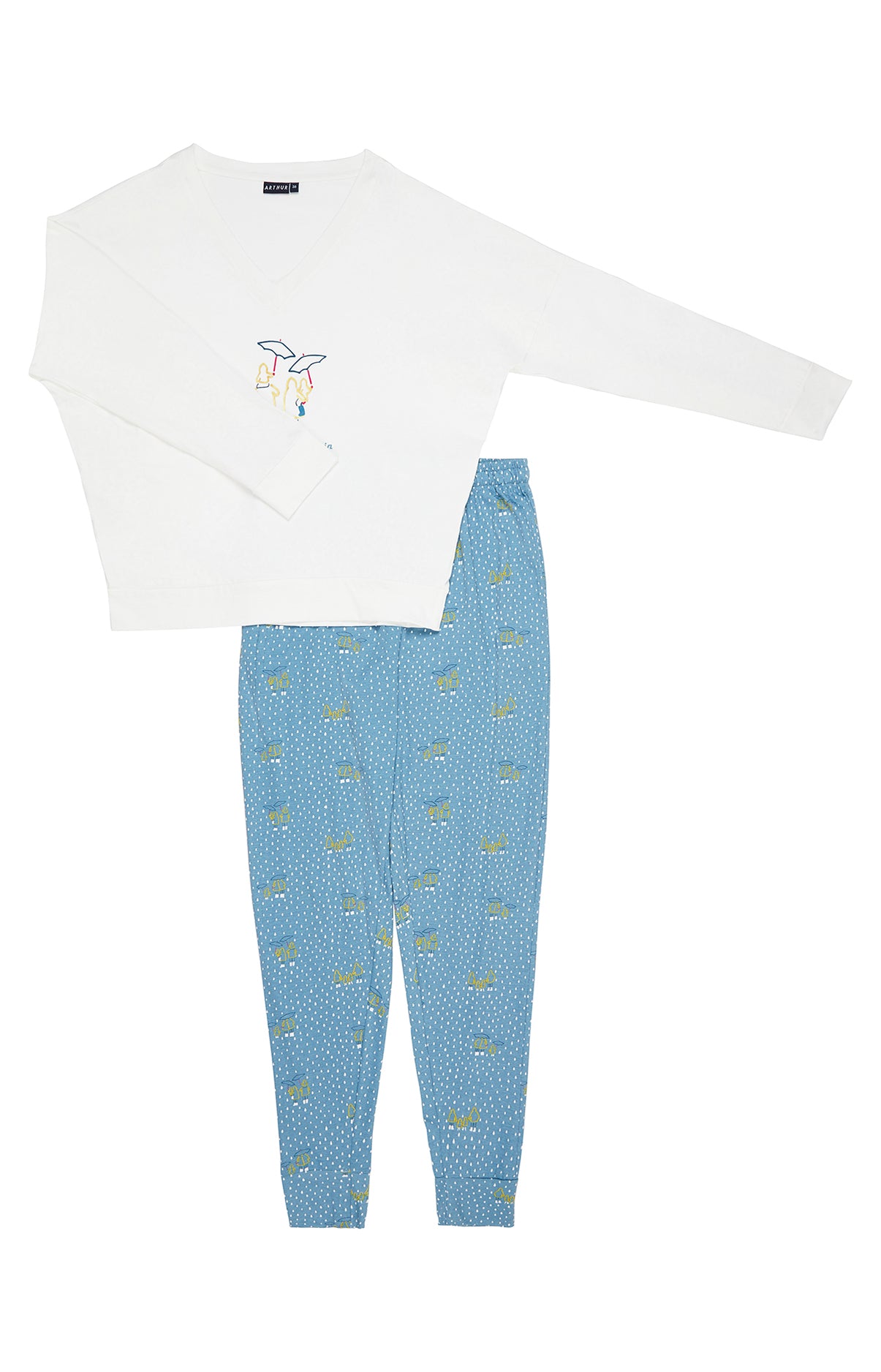 arthur-bob-rain-pyjama-femme-atoll-bleu-coton image 3