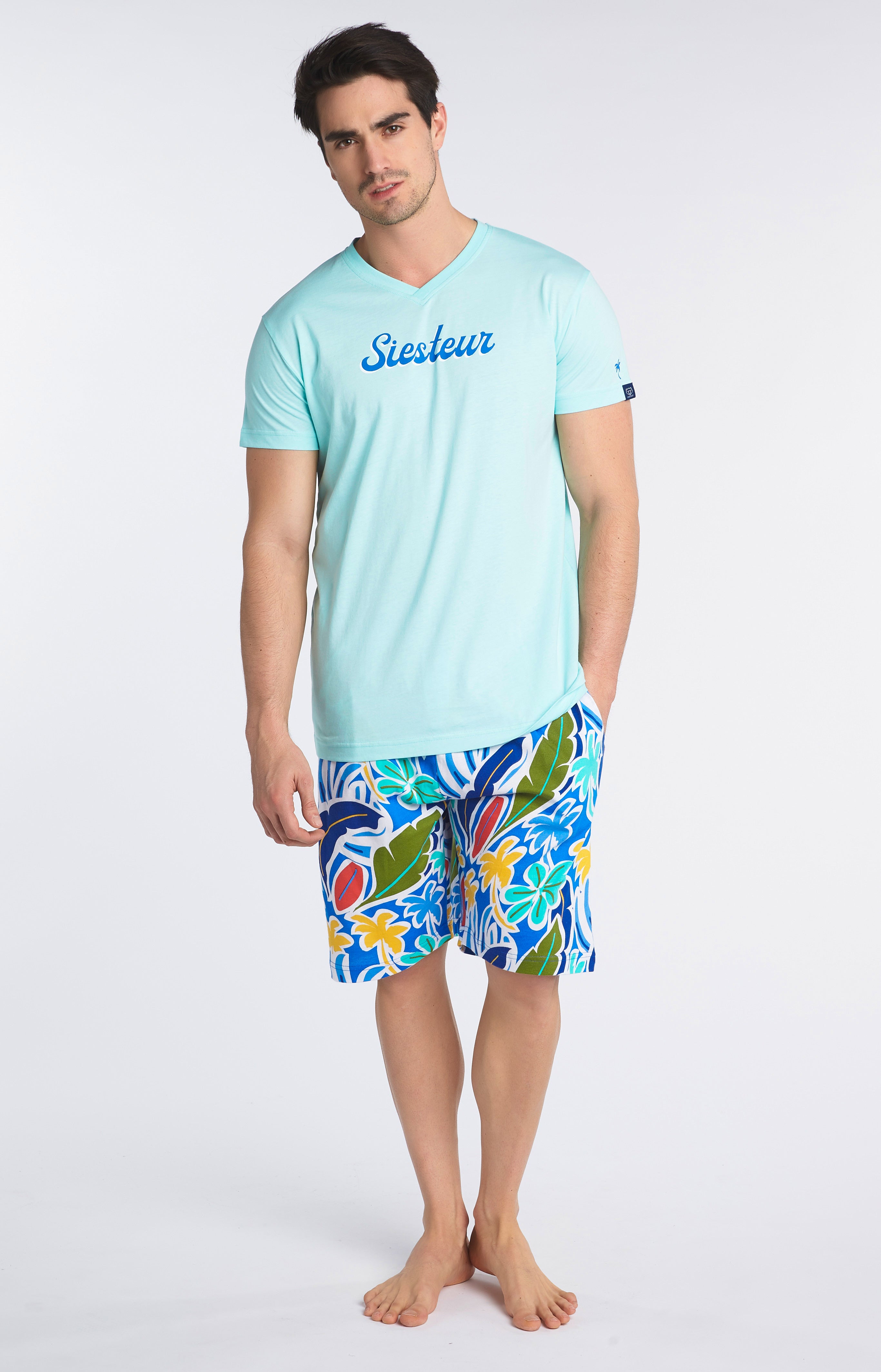 arthur-bob-malibu-pyjashort-homme-bleu-coton-bio image 2