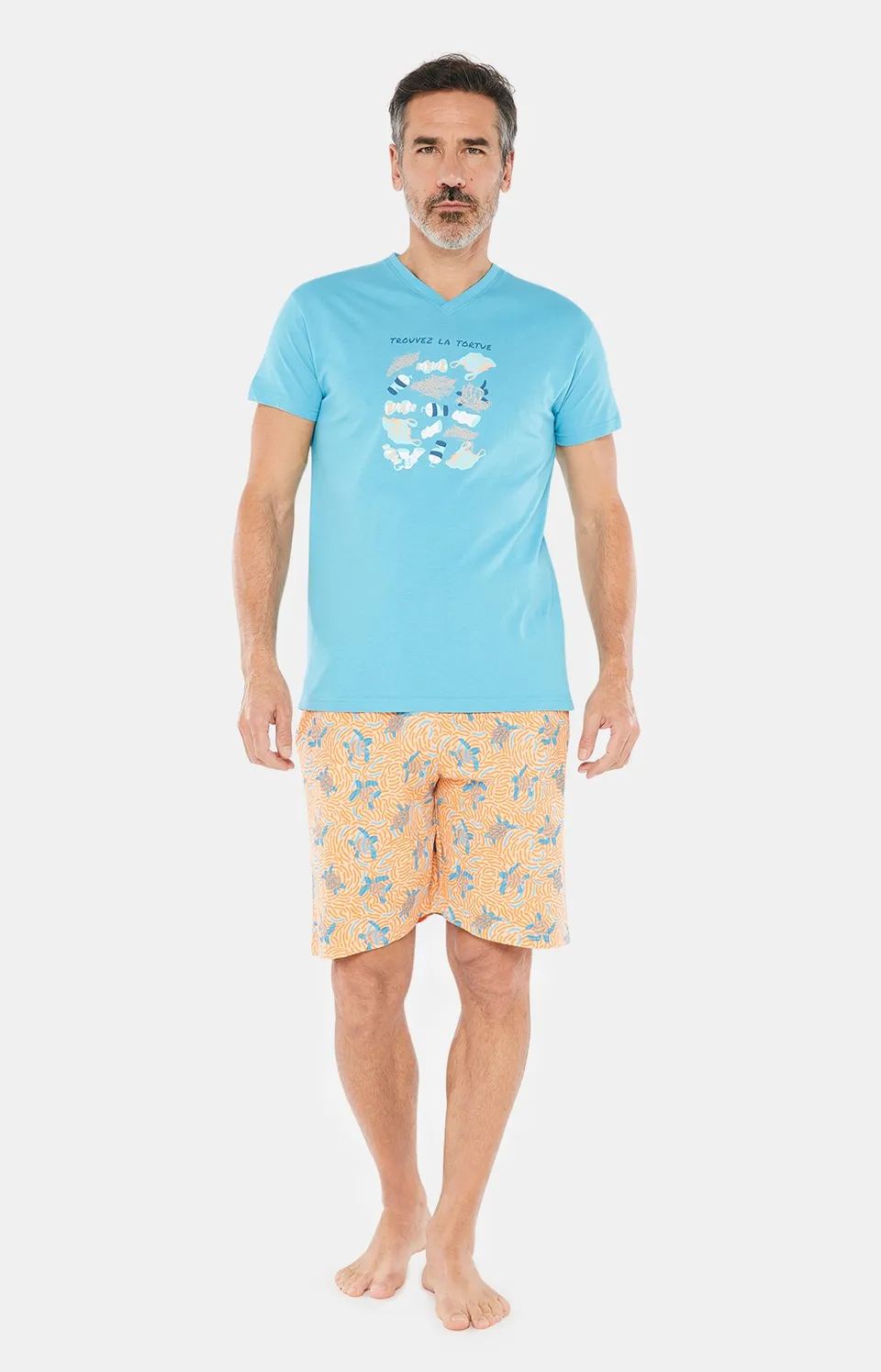 arthur-bob-tortue-pyjashort-coton-orange image 1