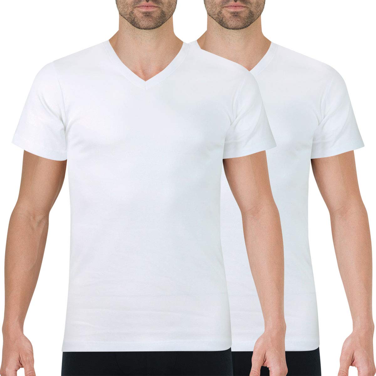 athena-ecopack-lot-2-t-shirts-homme-col-v-coton-taille-l image 3