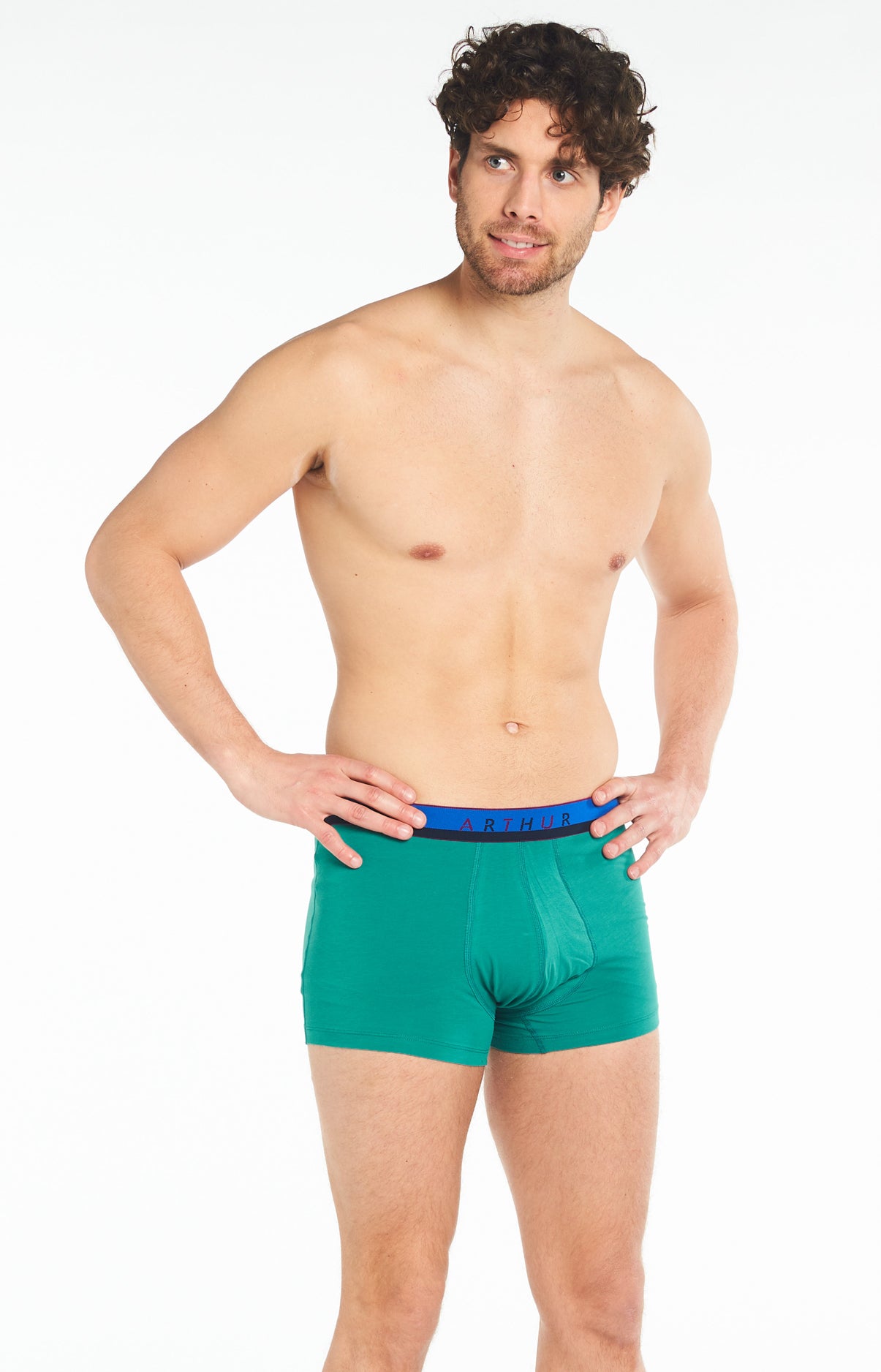 arthur-bob-boxer-homme-vert-coton-bio-uni image 1