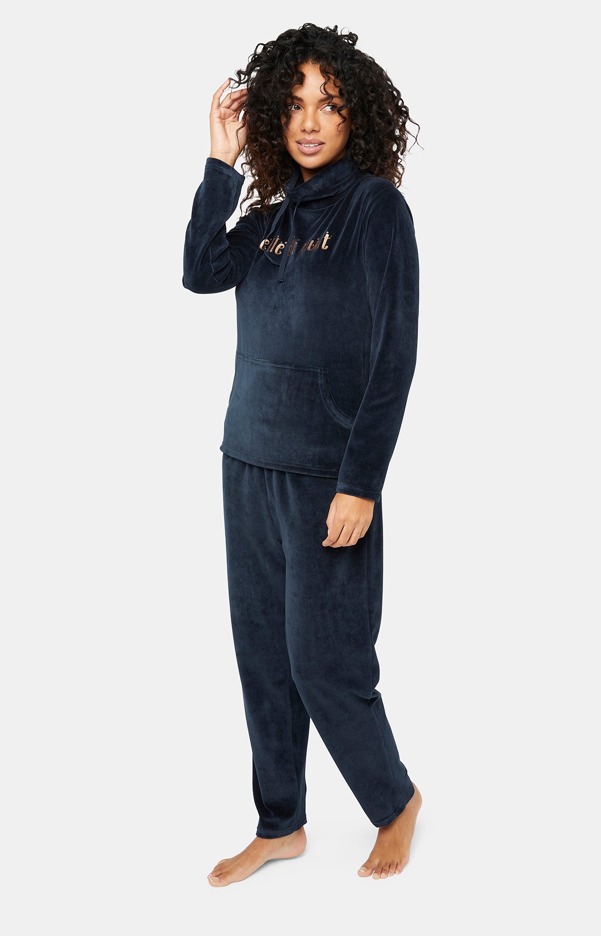 arthur-bob-marine-pyjama-femme-long-coton-marine-36-44 image 2