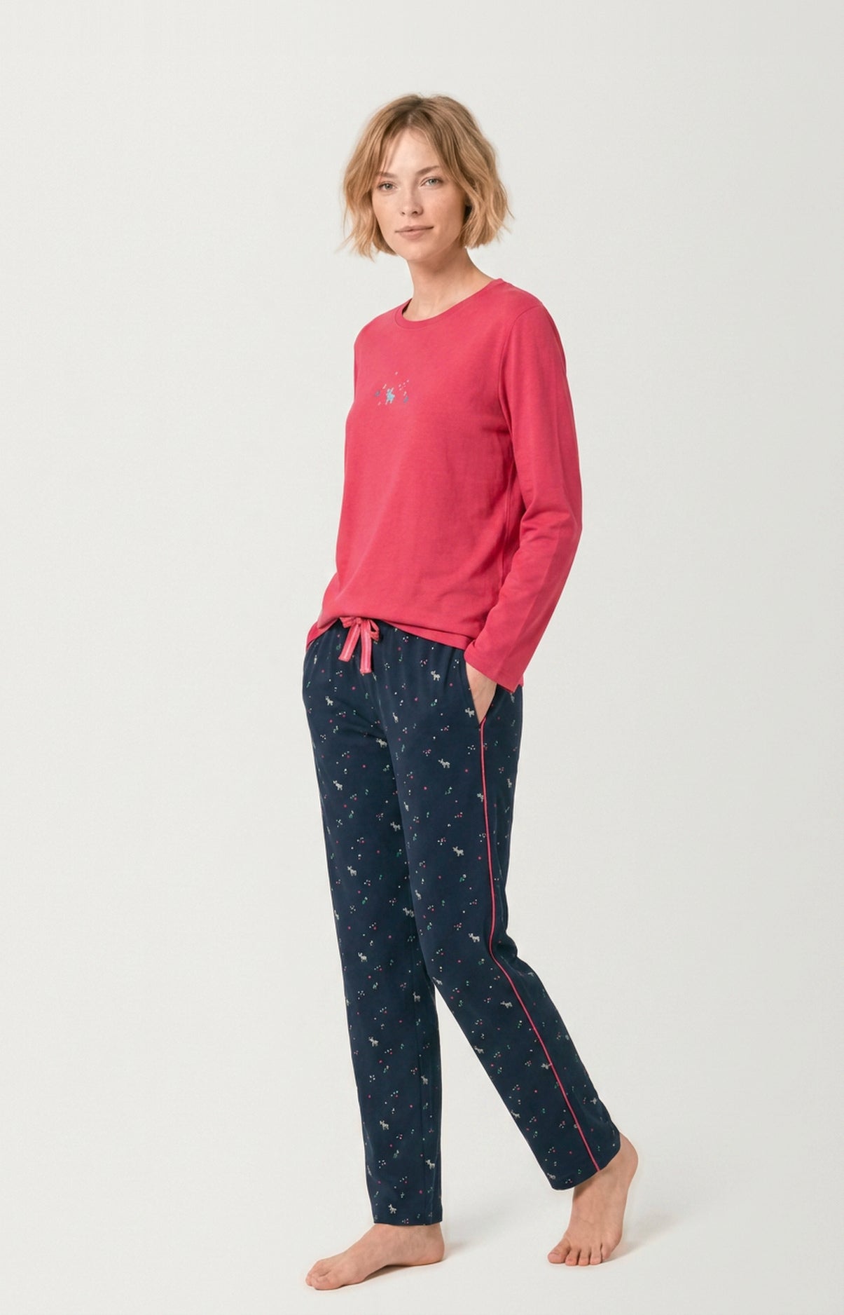 arthur-bob-cerf-d-hiver-pyjama-femme-marine-coton-bio image 4