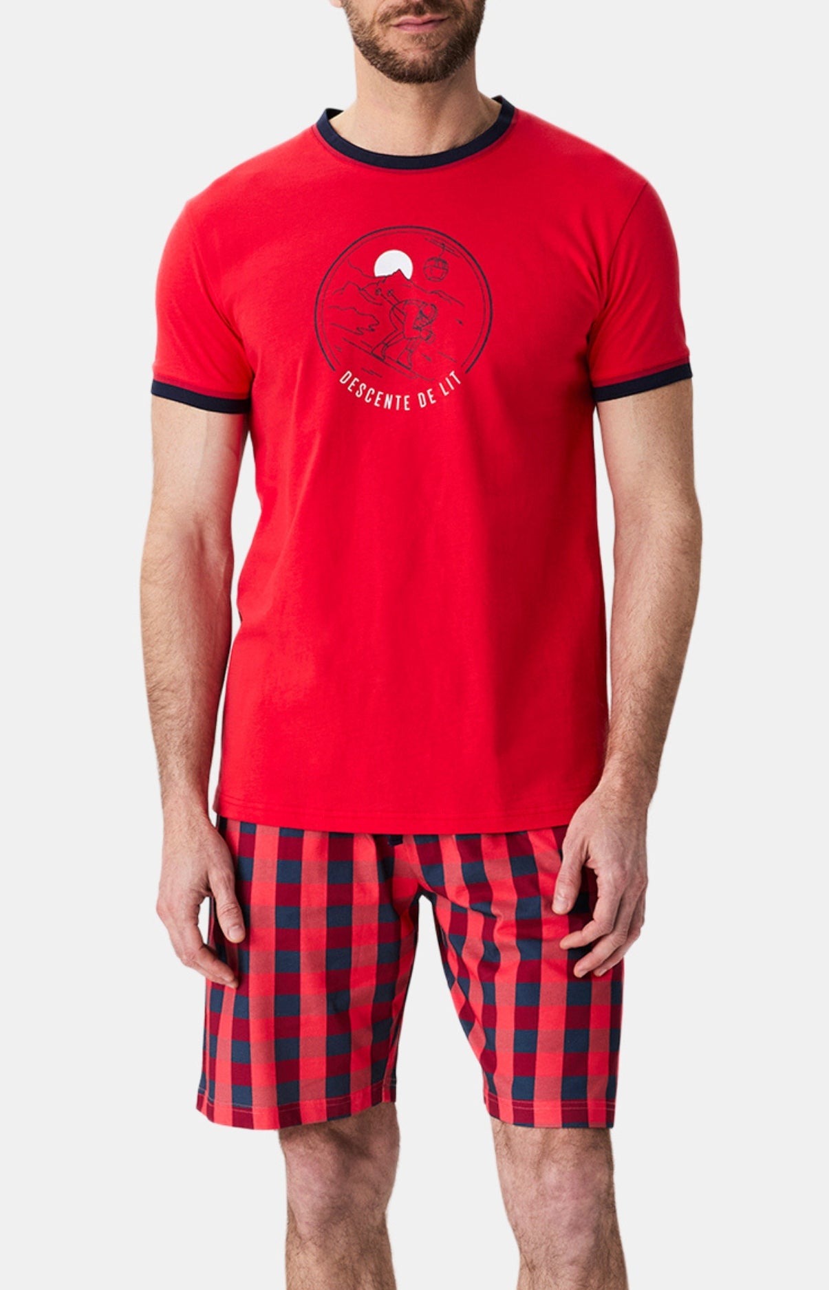 arthur-bob-descente-de-lit-pyjashort-homme-rouge-coton-bio image 1