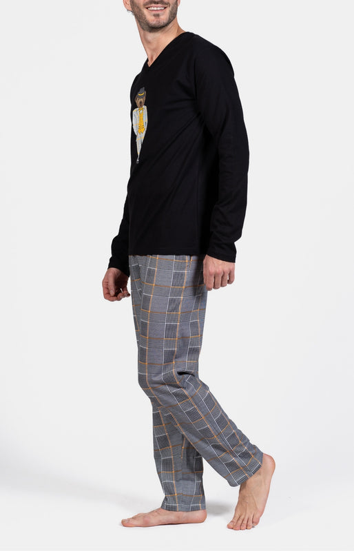 arthur-bob-charles-pyjama-homme-long-noir-coton image 5
