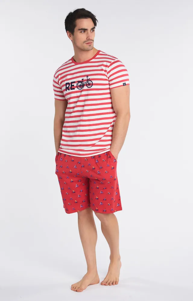 arthur-bob-recycle-pyjashort-homme-rouge-l-coton-bio image 1