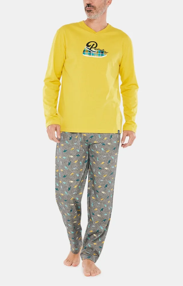 arthur-pantouflard-pyjama-homme-jaune-coton-bio image 1