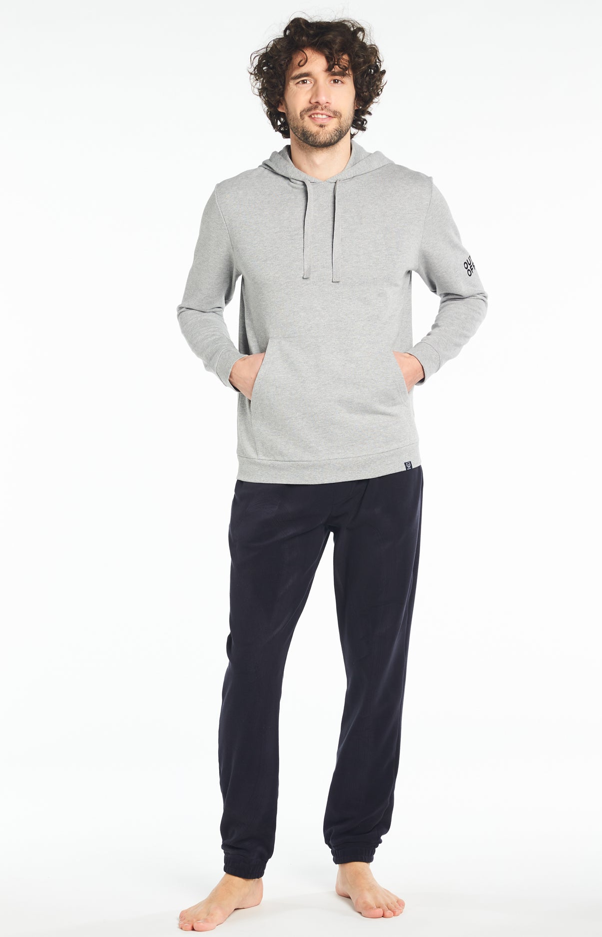 arthur-bob-sweat-capuche-gris-coton-bio-haut-de-pyjama image 1