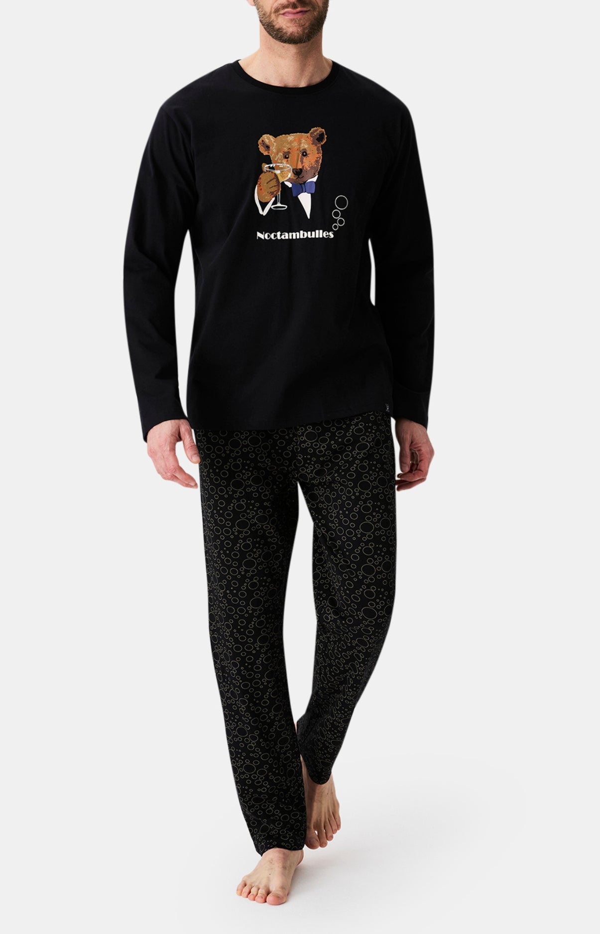 arthur-bob-noctambulles-pyjama-homme-coton-noir image 1