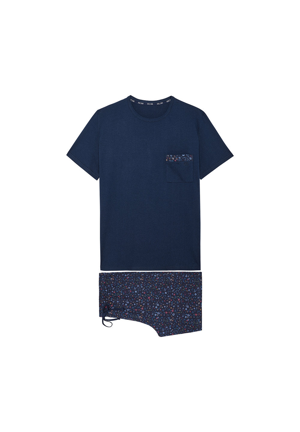 hom-broceliande-pyjama-court-homme-navy-print-coton image 1