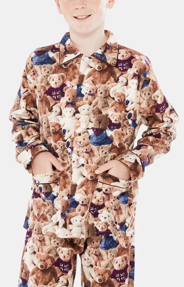 arthur-teddy-pyjama-enfant-pilou-beige-boutonn image 1