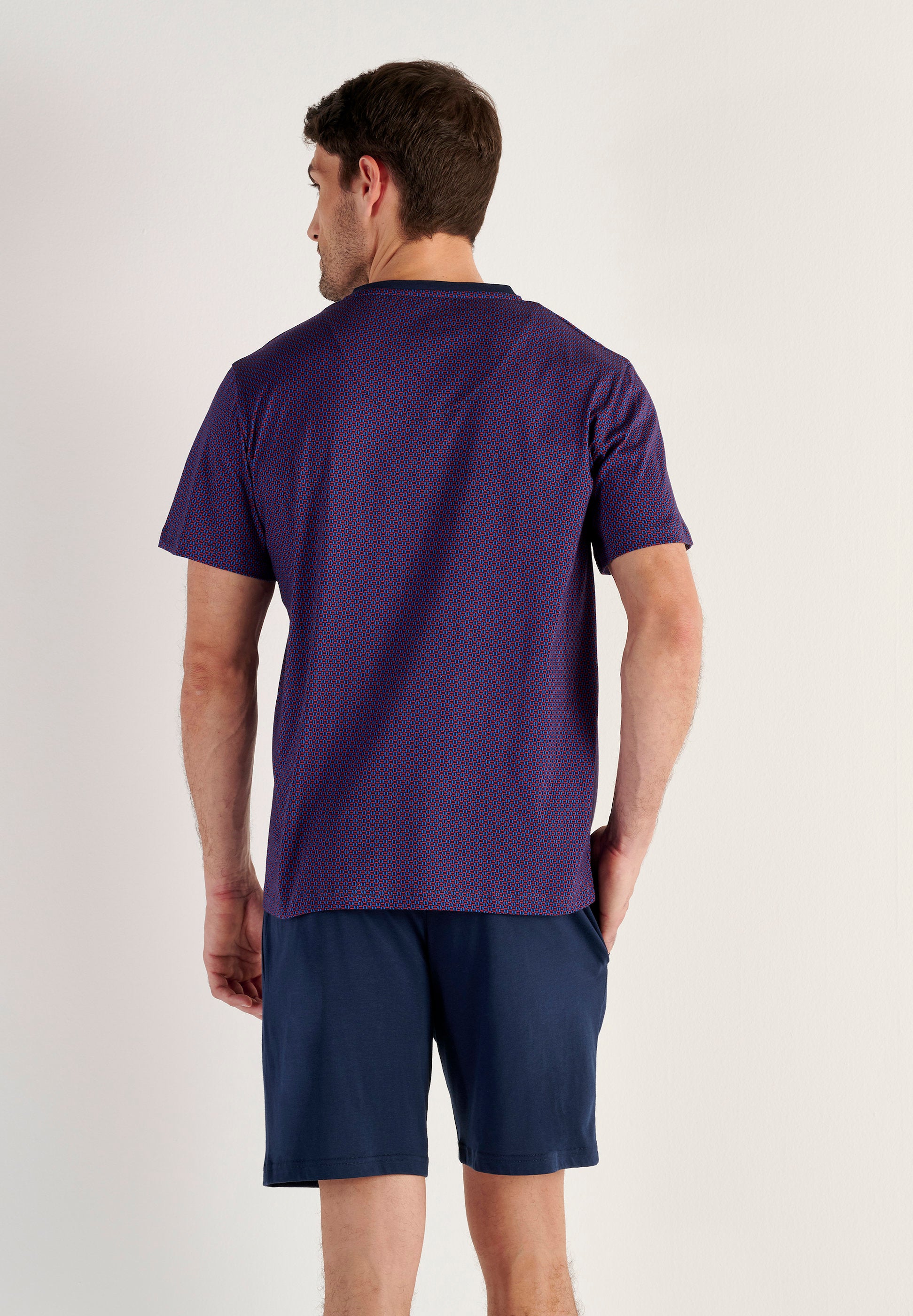 hom-fats-pyjama-court-homme-navy-print-coton-modal image 3