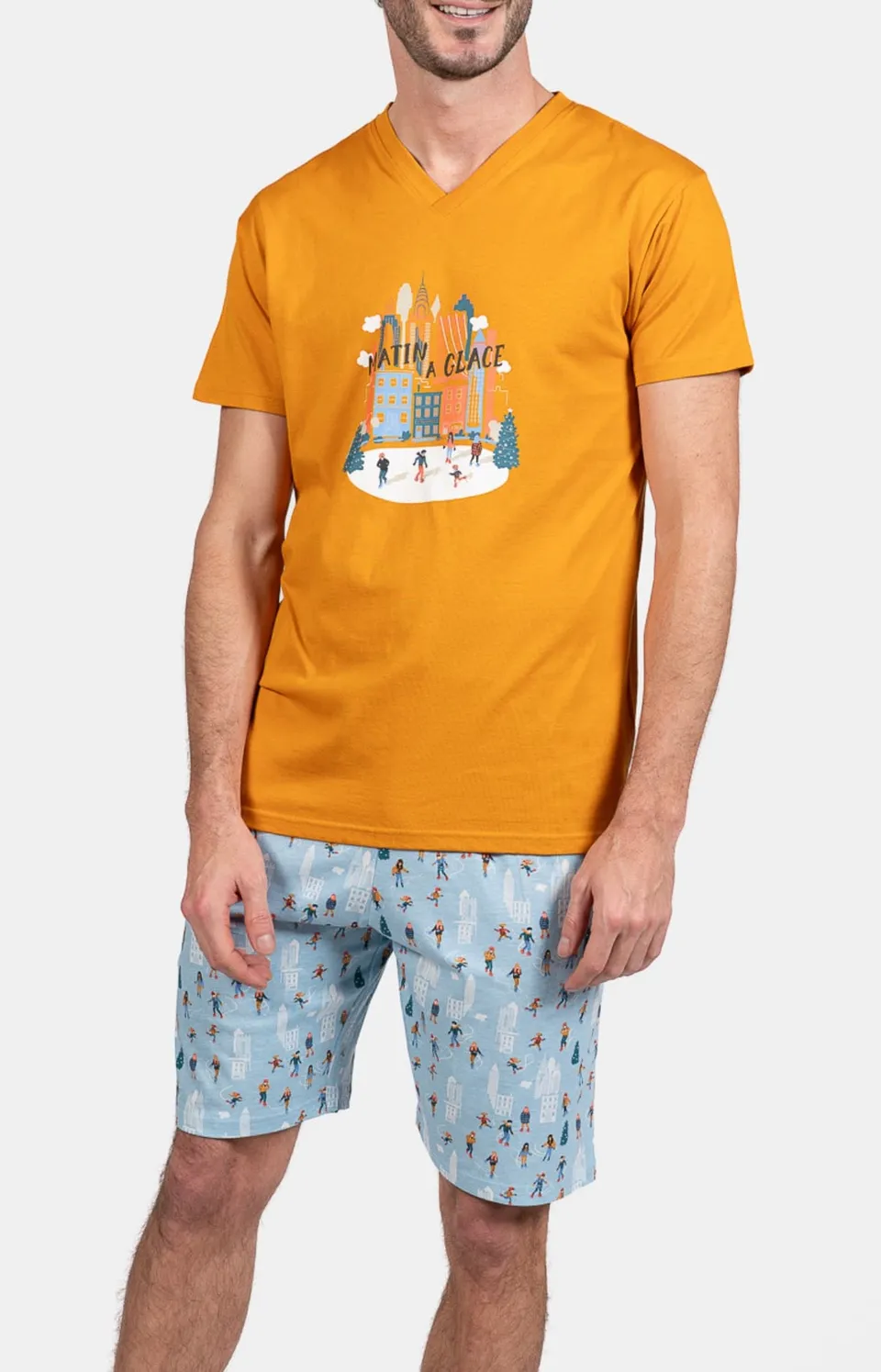 arthur-bob-matin-glace-pyjashort-ciel-100-coton image 1