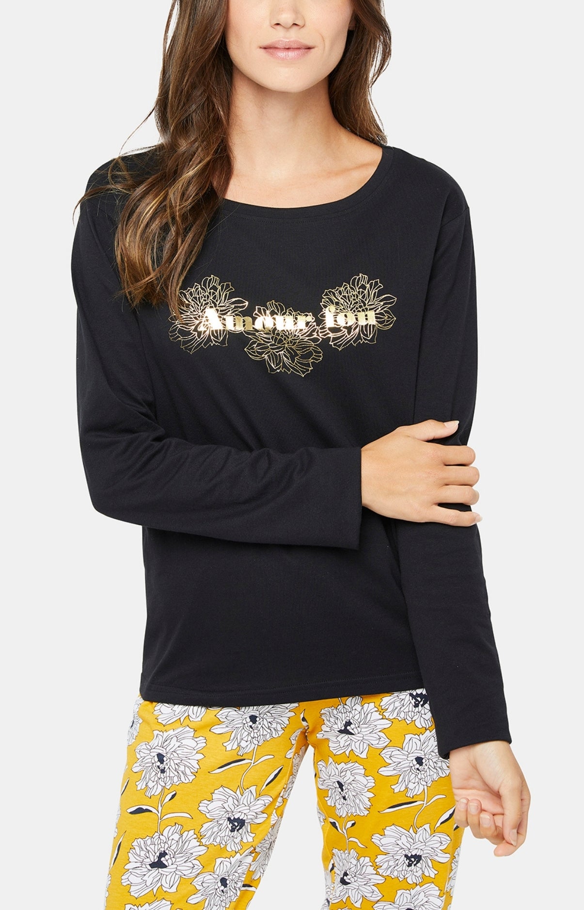 arthur-bob-simone-pyjama-long-femme-jaune-coton image 2