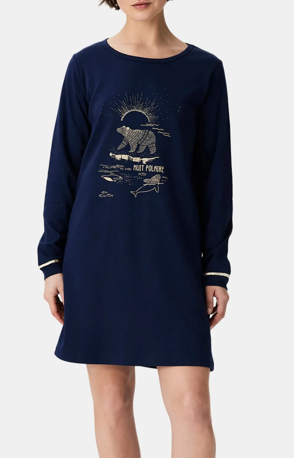 arthur-bob-nuit-polaire-chemise-de-nuit-coton-bio-marine image 1