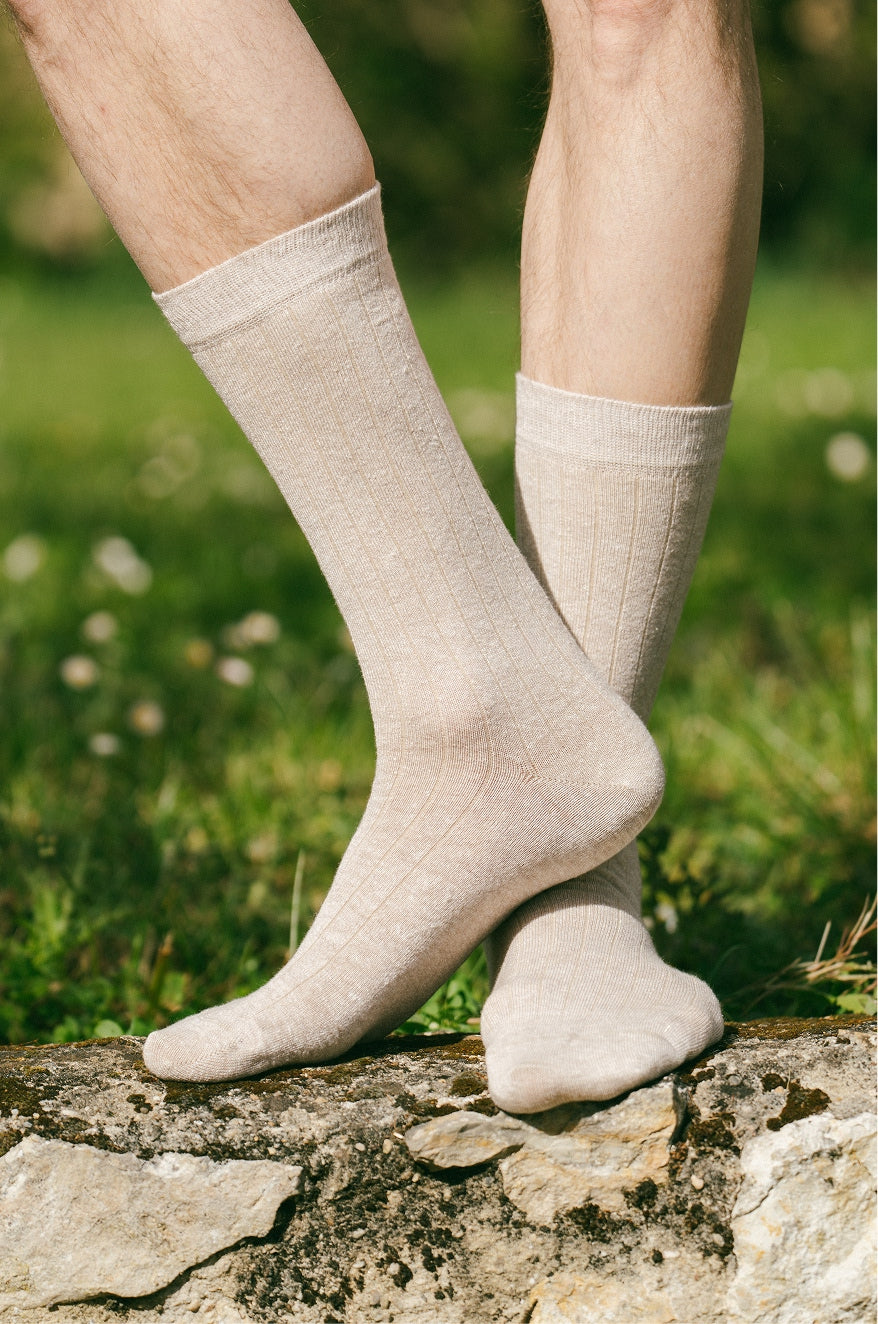 p-trone-chaussettes-lin-coton-homme-beige-chin-43-46 image 1