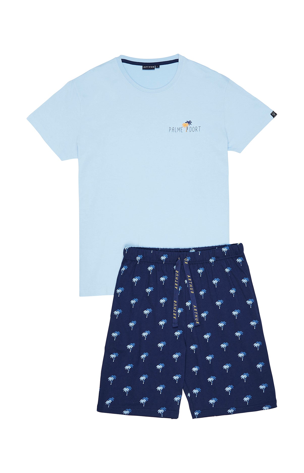arthur-bob-palmier-pyjashort-homme-marine-coton-bio image 3