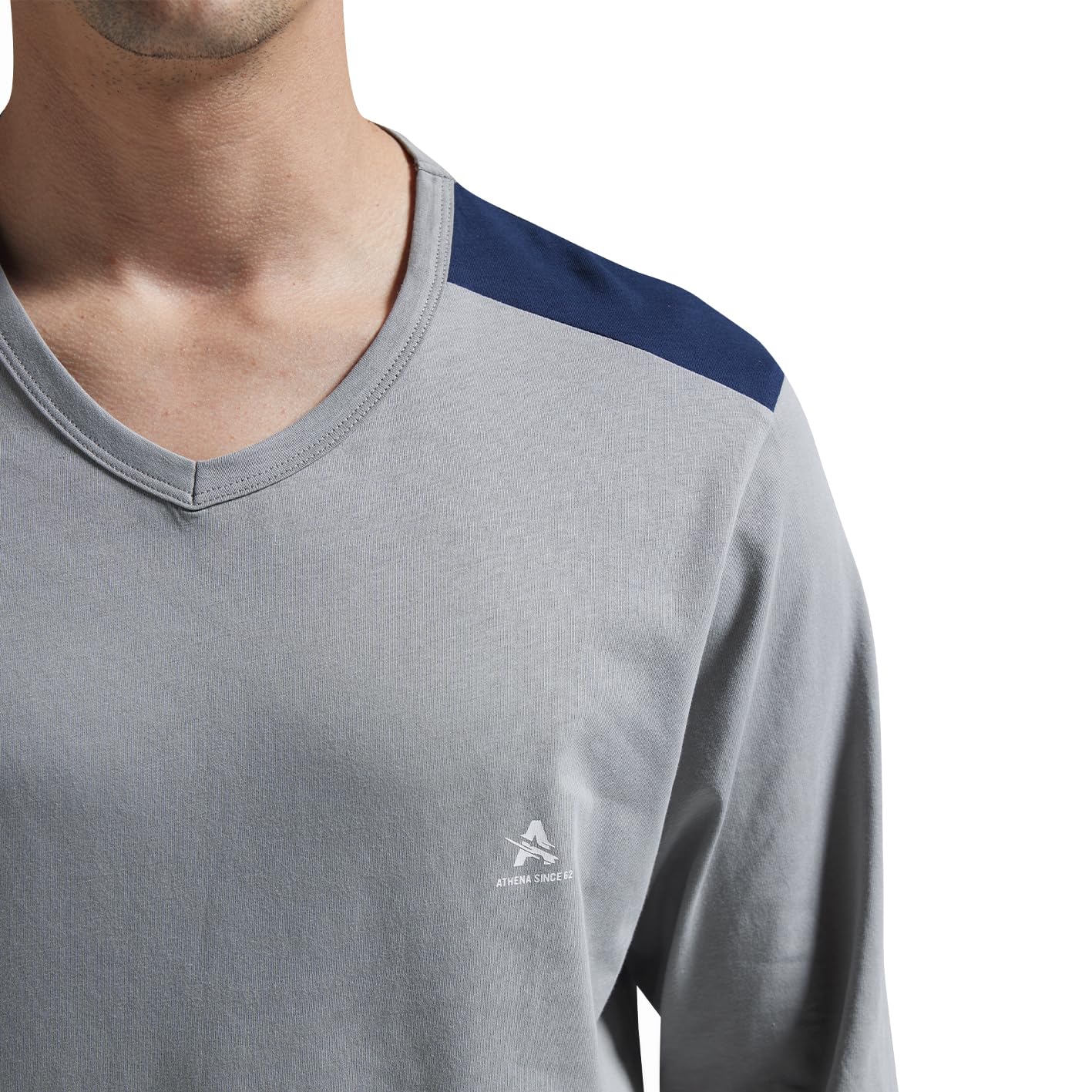 athena-ecopack-pyjama-long-homme-coton-gris-marine-taille-m image 2