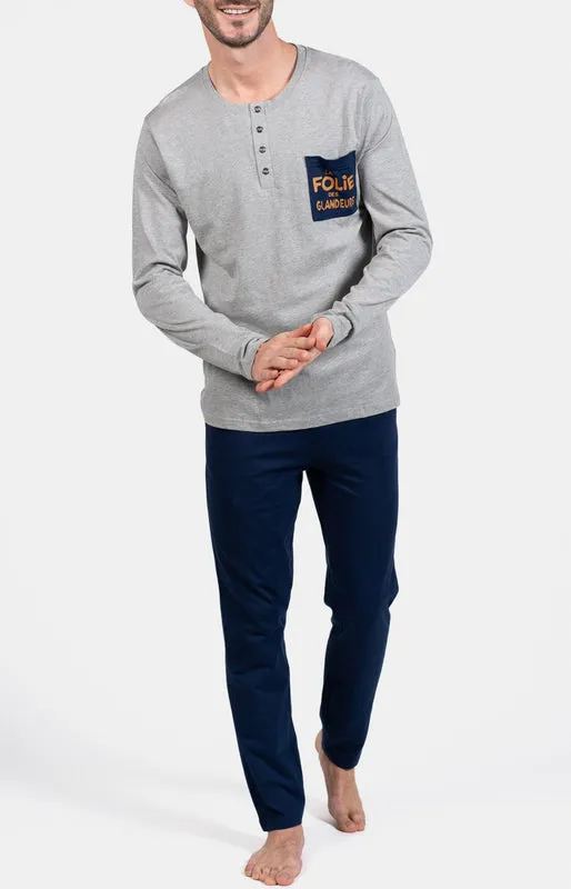 arthur-bob-glandeurs-pyjama-homme-coton-marine image 1