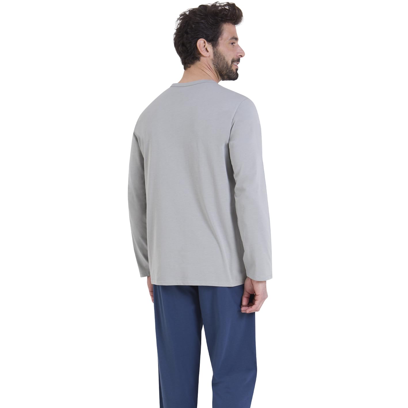 athena-graphic-pyjama-long-homme-coton-marine-noir-l image 3