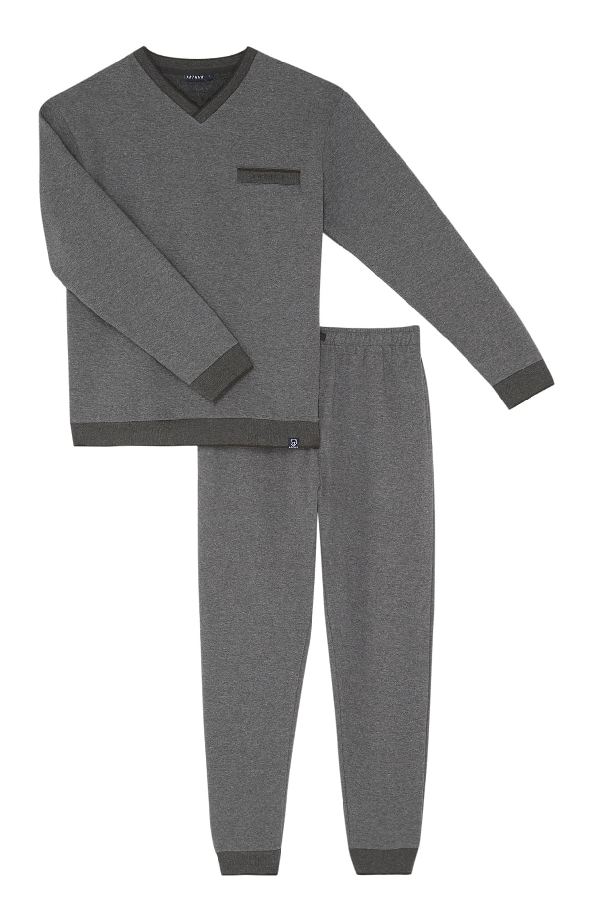 arthur-bob-molino-gris-pyjama-homme-coton-gris-chaud image 3