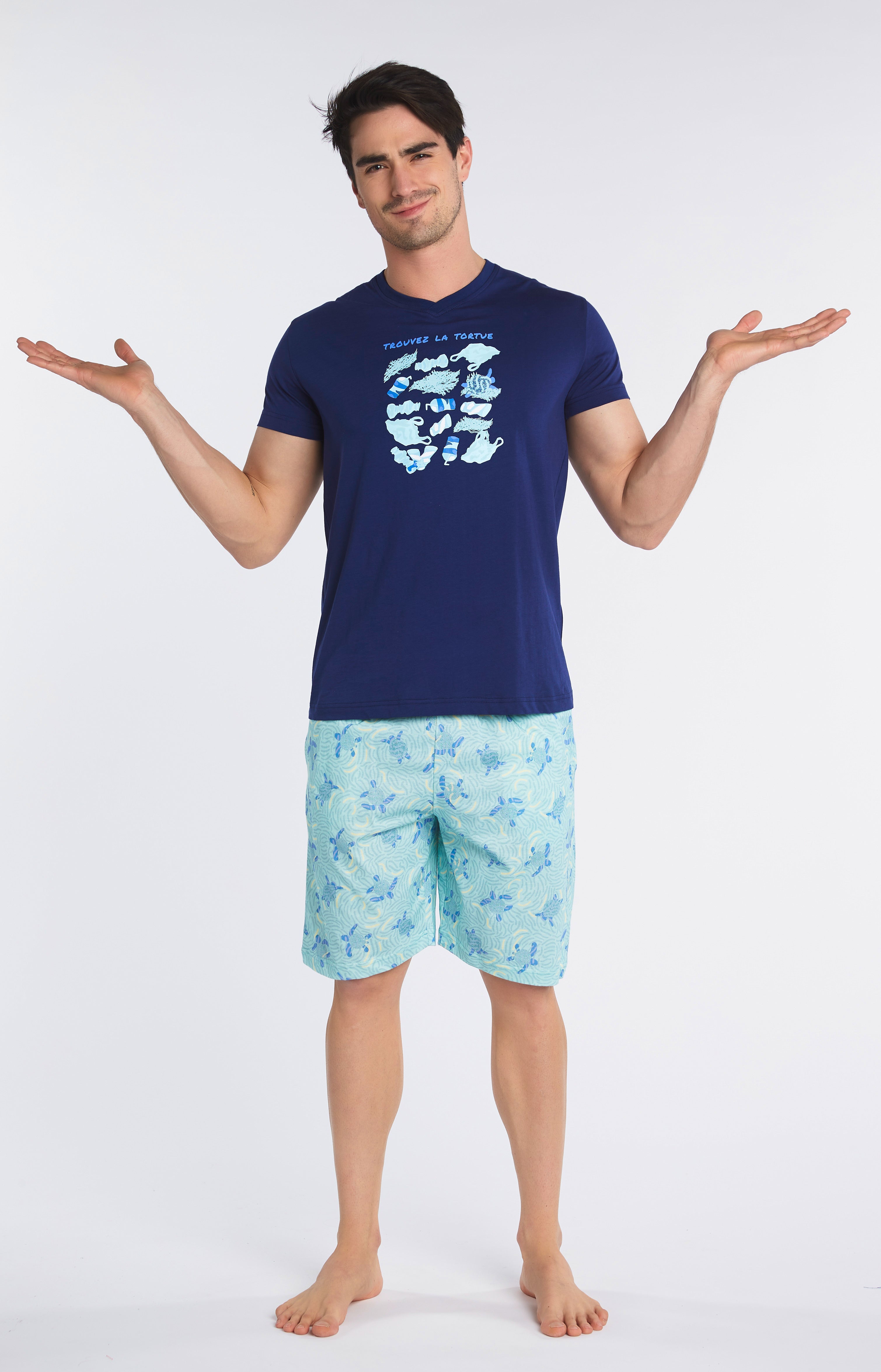 arthur-bob-pyjashort-tortue-lagon-bleu-coton-bio-court image 5
