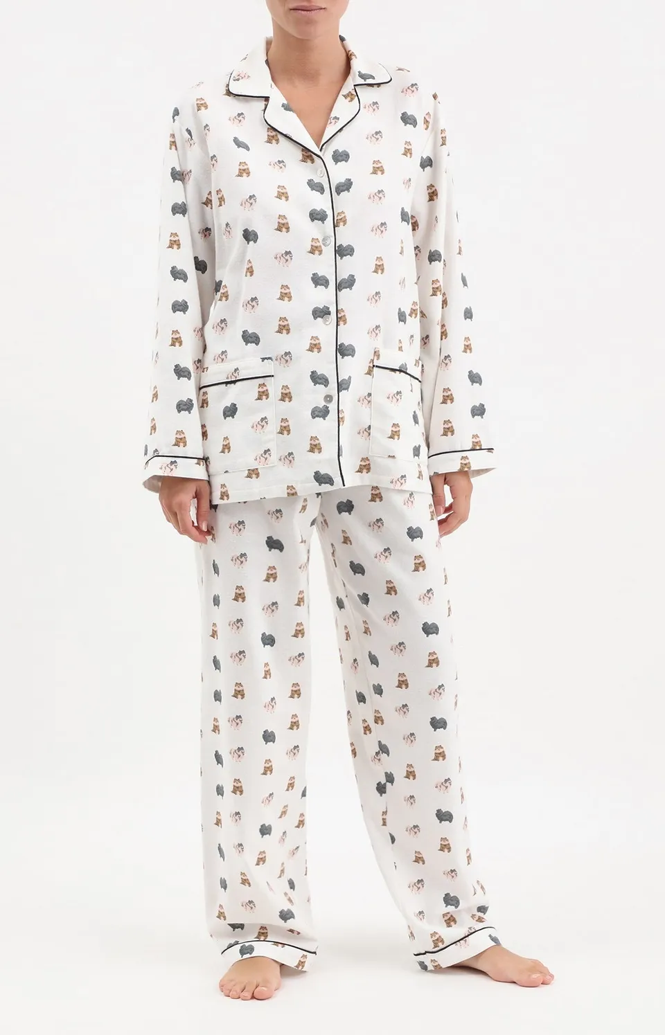 arthur-spitz-pyjama-femme-coton-ivoire-boutonn image 1