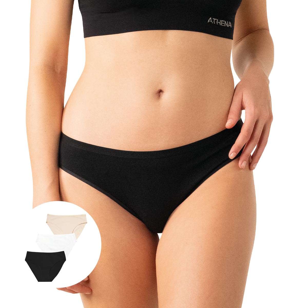athena-ecopack-lot-3-culottes-coton-noir-blanc-skin image 3